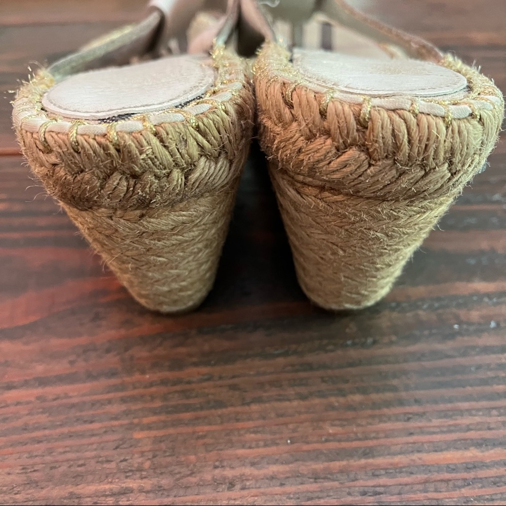 Burberry Shoes Burberry White Espadrille Wedge Thong Sandals Size 8 - Picture 8 of 9